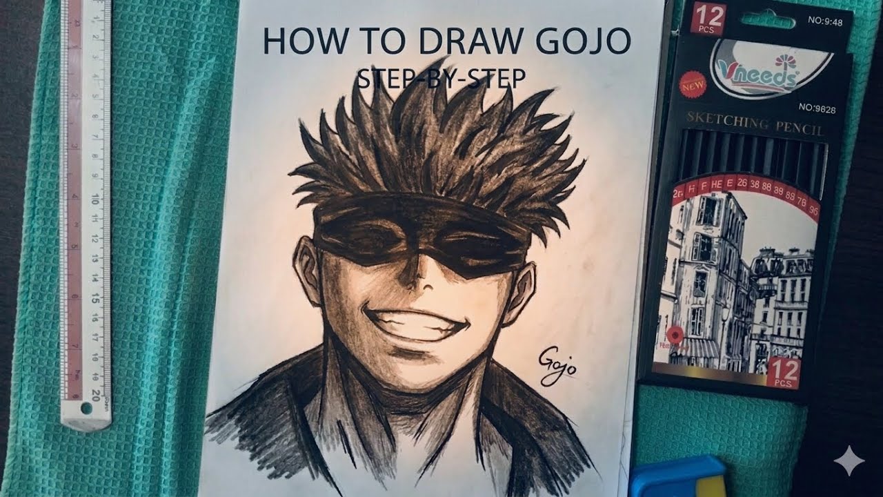 How to sketch Gojo  step-by-step 
