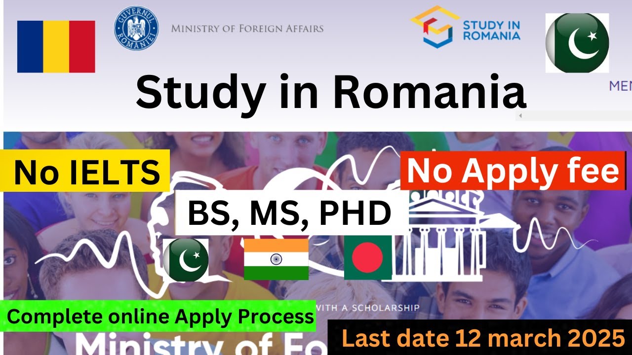 Study In Romania || Romanian Govt Fuly Funded Scholarship2025 With No IELTS & Apply Fee || BS,MS,PHD