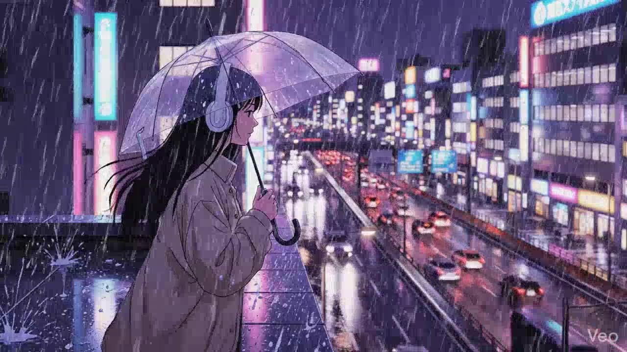 Rainy Night ASMR 🌧️ Neon Japan Lofi Chillhop
