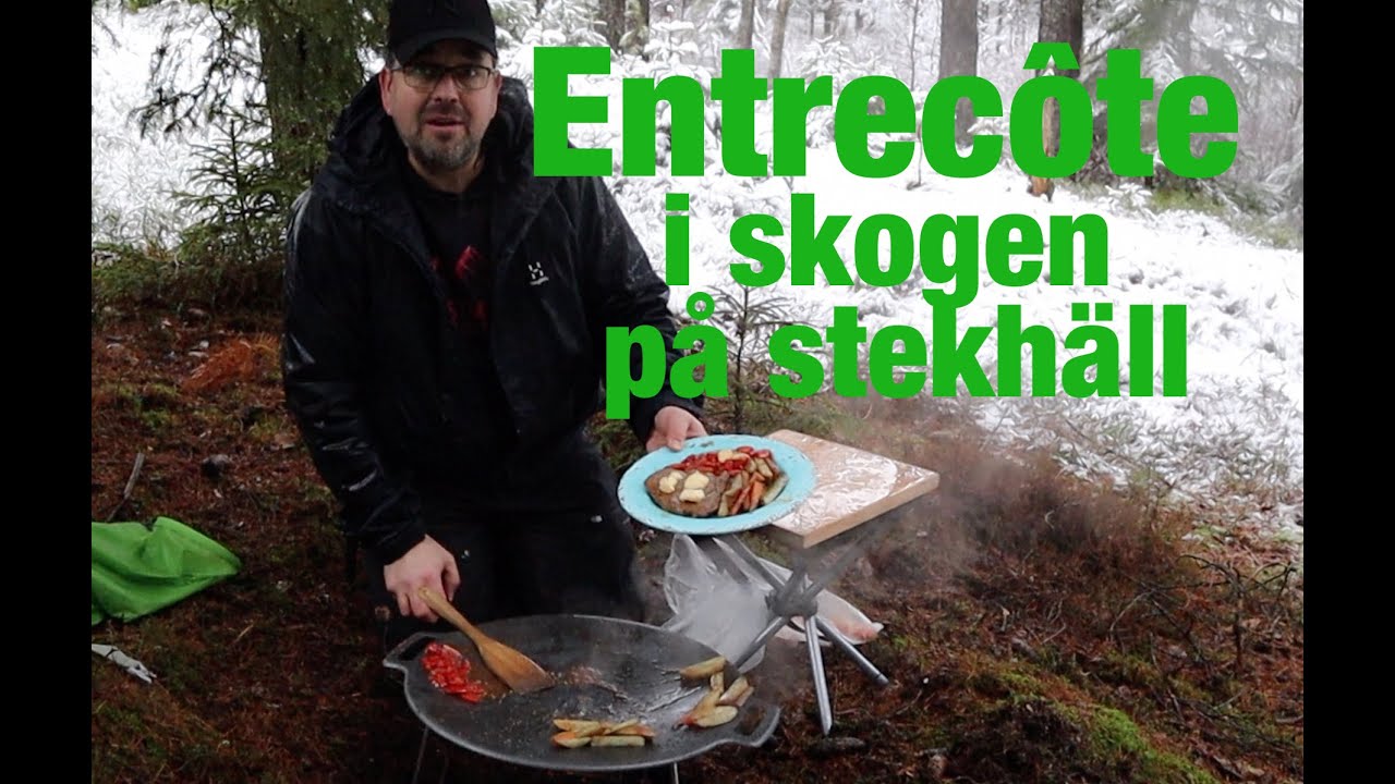 Entrecote i skogen på stekhäll