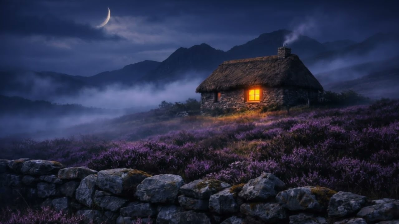 Scottish Highland Cottage Ambience 🏴󠁧󠁢󠁳󠁣󠁴󠁿 Misty Night in the Highlands for Sleep