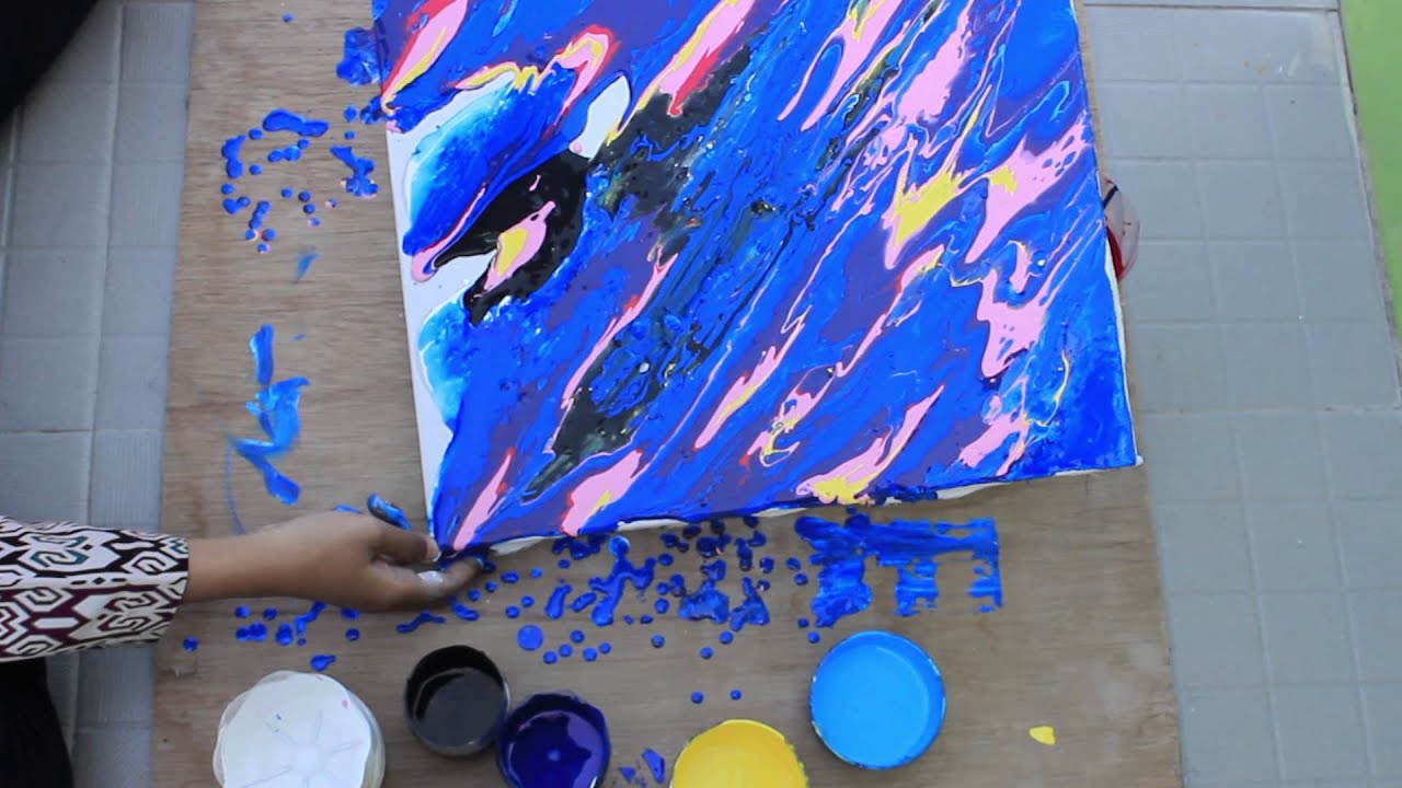 (TUTORIAL) MELUKIS ABSTRAK DENGAN CAT AKRILIK/ ABSTRAC FLUID ACRYLIC