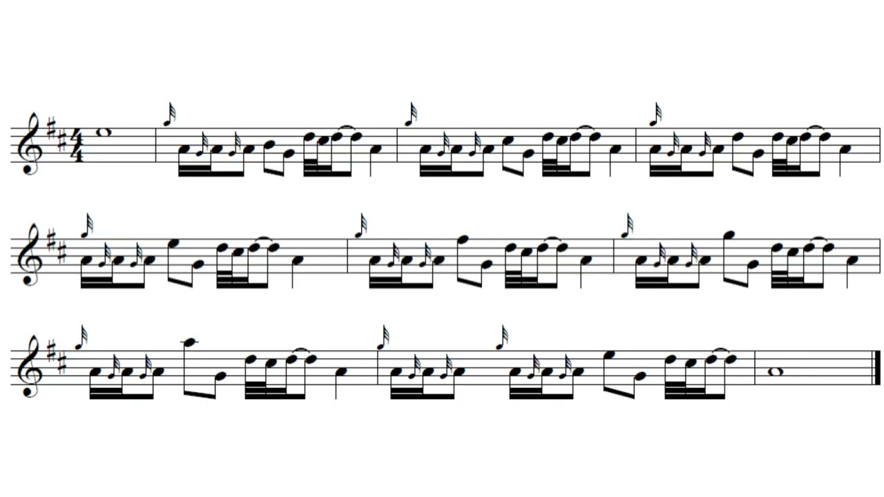 Bagpipe embellishments exercise 36, high pitch quarter speed