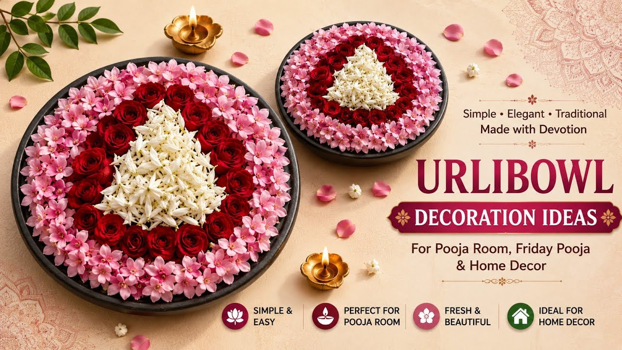 Urlibowl Decoration ideas for home l Friday Pooja room Decoration ideas l Flower decoration ideas 