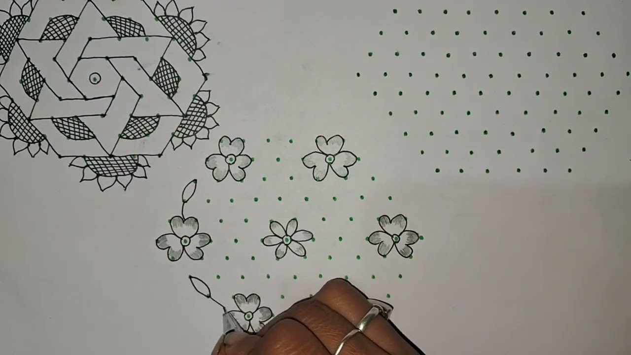 Beautiful 9×5 dots daily use dotrangoli designs. Kolam, muggulu, tipkyanchi_rangoli 