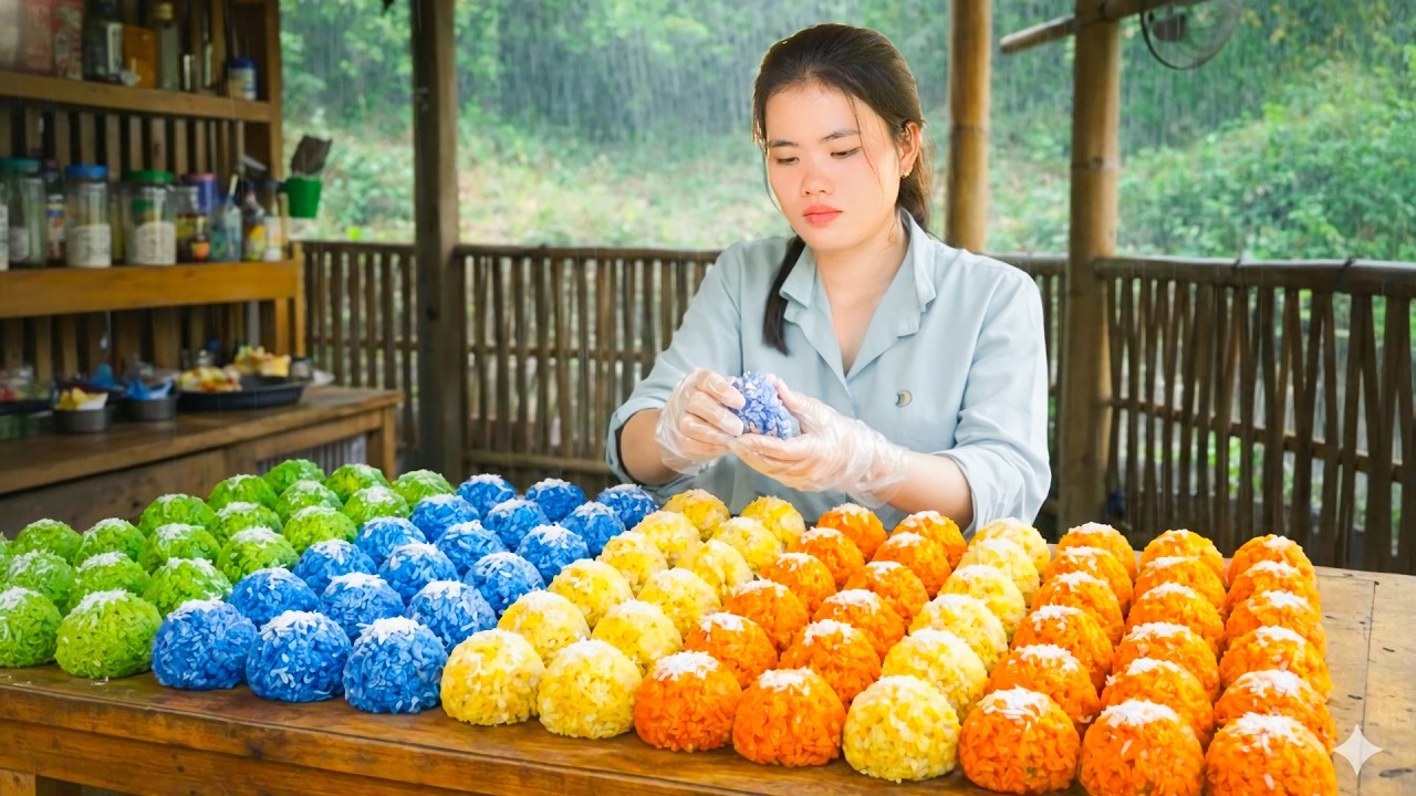 How to Make Traditional Sticky Rice Filling with Mung Bean to Sell at Market on Rainy Day