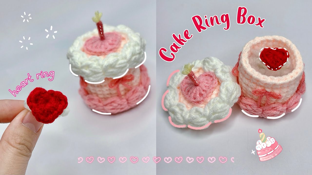 Crochet Cake Ring Box 🎂💍|  Crochet Gift Ideas ♥️| Móc Hộp Nhẫn Bánh Kem Mini