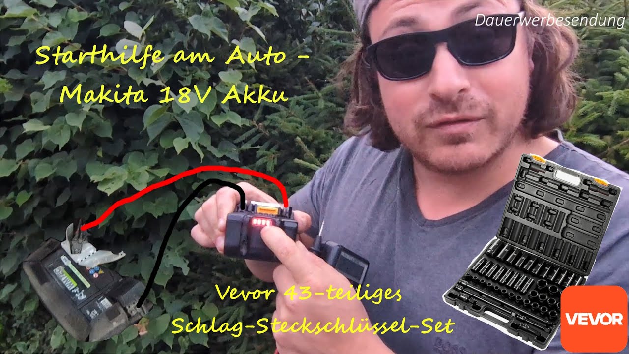 *49* Starthilfe am Auto mit Makita 18V Akku + Vevor 43-teiliges Schlag-Steckschlüssel-Set #vevor