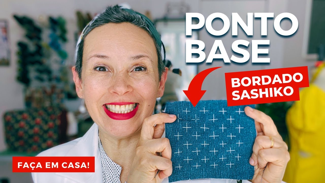 Tutorial de Bordado: Aprenda um PONTO BASE para fazer pontos do BORDADO SASHIKO