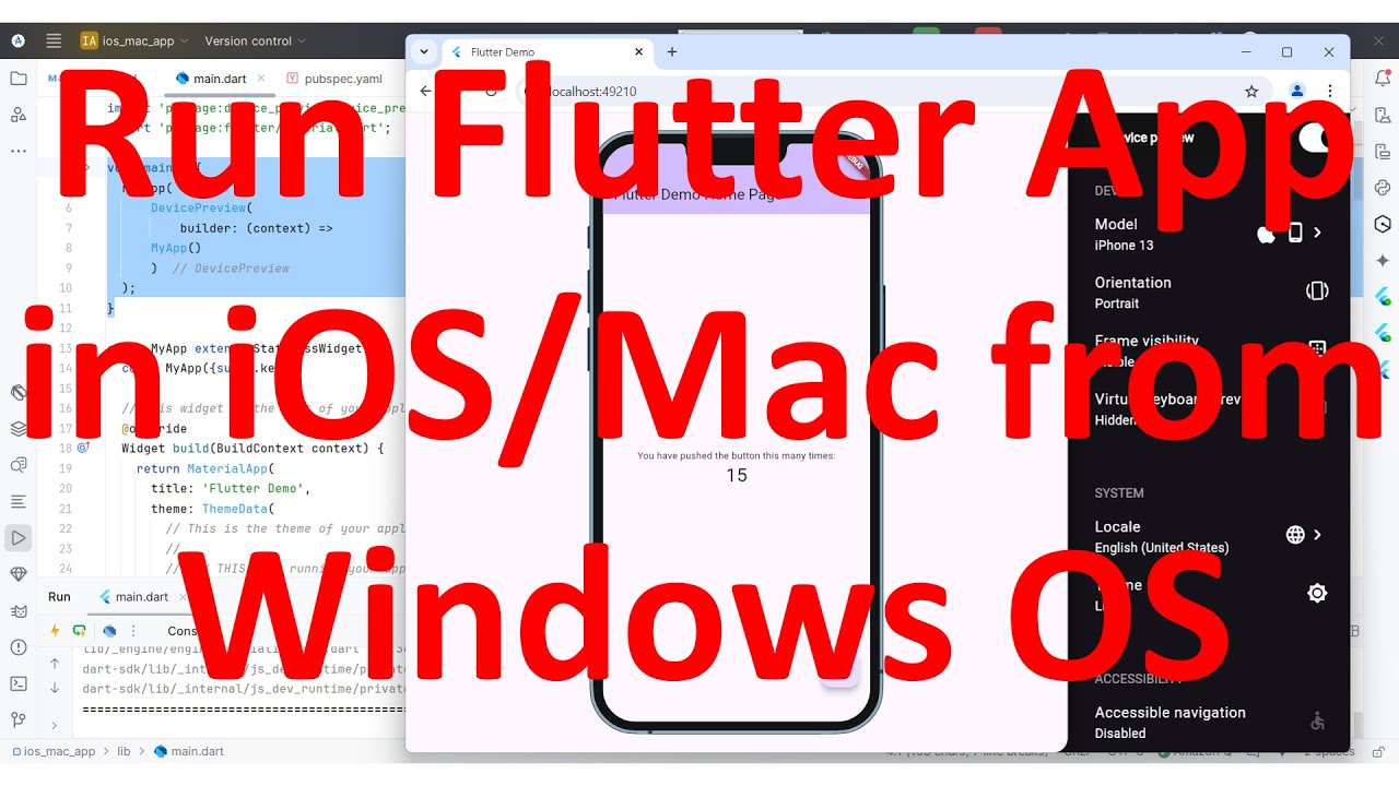 Как просмотреть ваше приложение Flutter на устройстве iOS/Mac из Android Studio в ОС Windows?