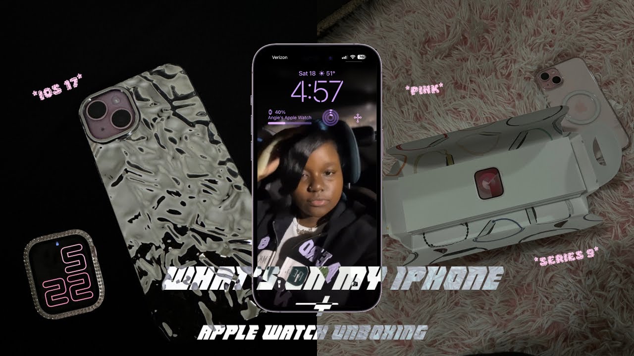what’s on my iphone 15 plus + apple watch series 9 unboxing | *pink edition*