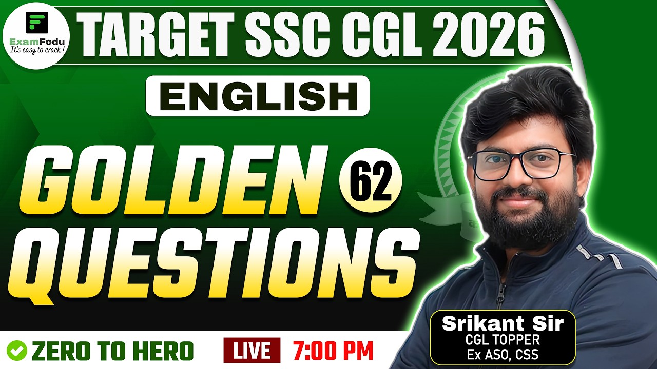 ENGLISH GOLDEN QUESTIONS -62 FOR TARGET SSC CGL 2026 | SRIKANT SIR ENGLISH #ExamFodu