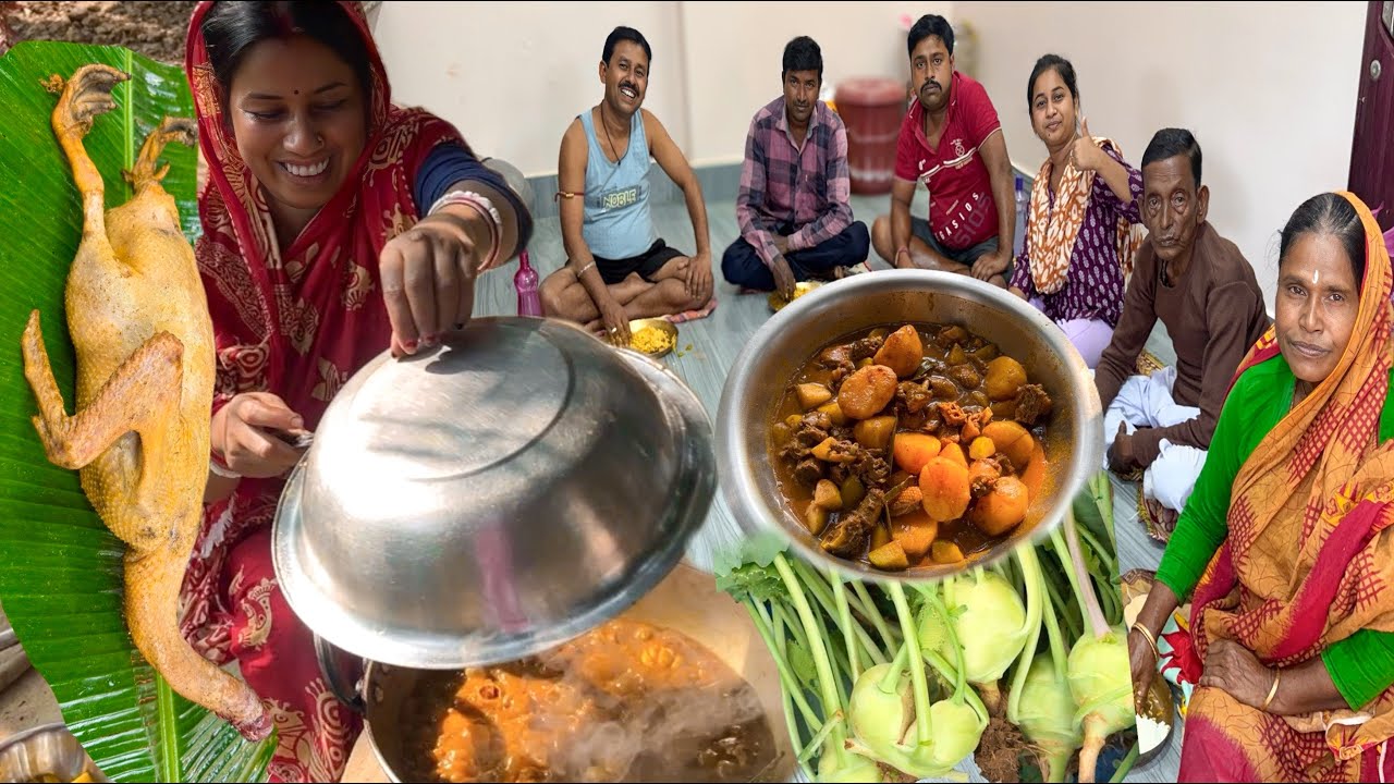 শীতের প্রথম ওলকপি দিয়ে হাঁসের মাংস রান্না সঙ্গে সবাই মিলে জমিয়ে খাওয়া-দাওয়া ||