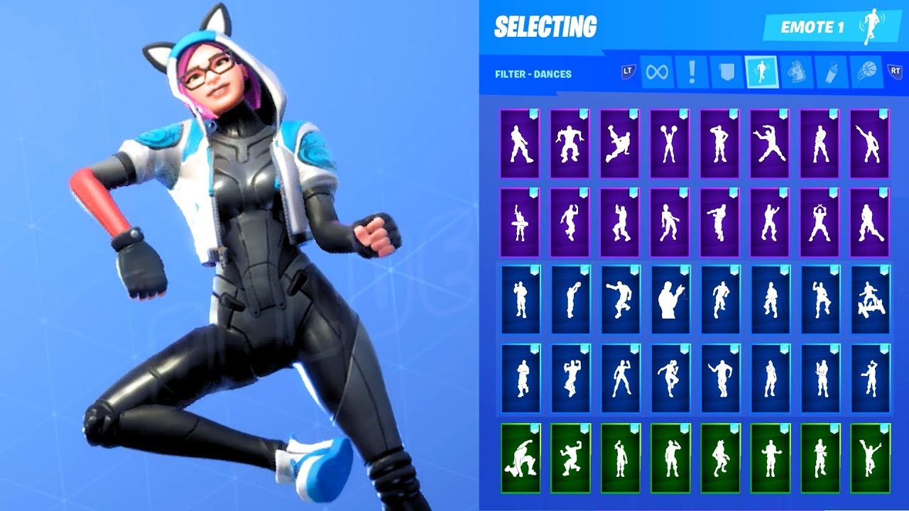 LYNX (STAGE 2 BLUE) SKIN SHOWCASE WITH ALL FORTNITE DANCES & EMOTES