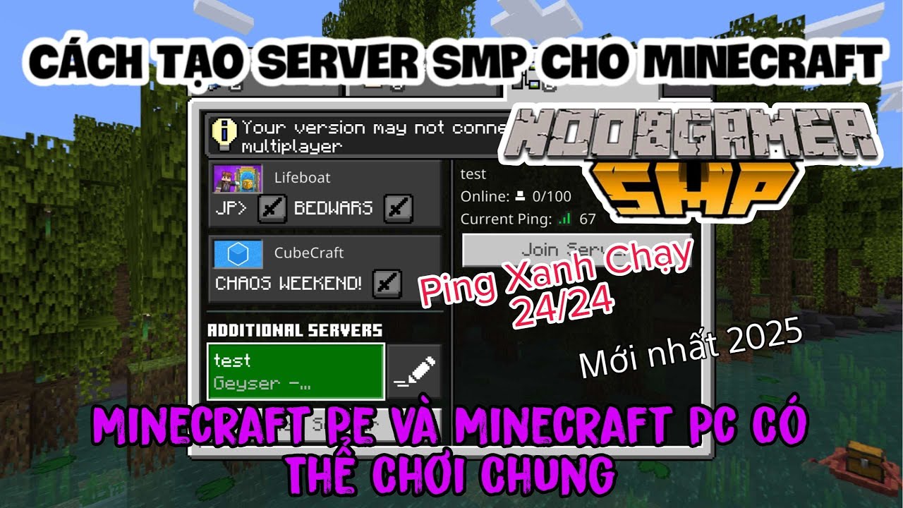C&aacute;ch Tạo Server SMP Mới Nhất 2025 Giống YTB C&oacute; Ping Xanh Chạy 24/24 Cho Minecraft Pe V&agrave; Minecraft Pc