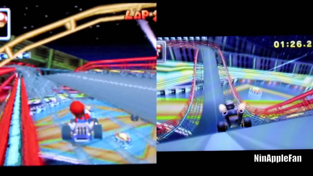 Mario Kart 7 vs. Mario Kart DS - Waluigi Pinball Comparison
