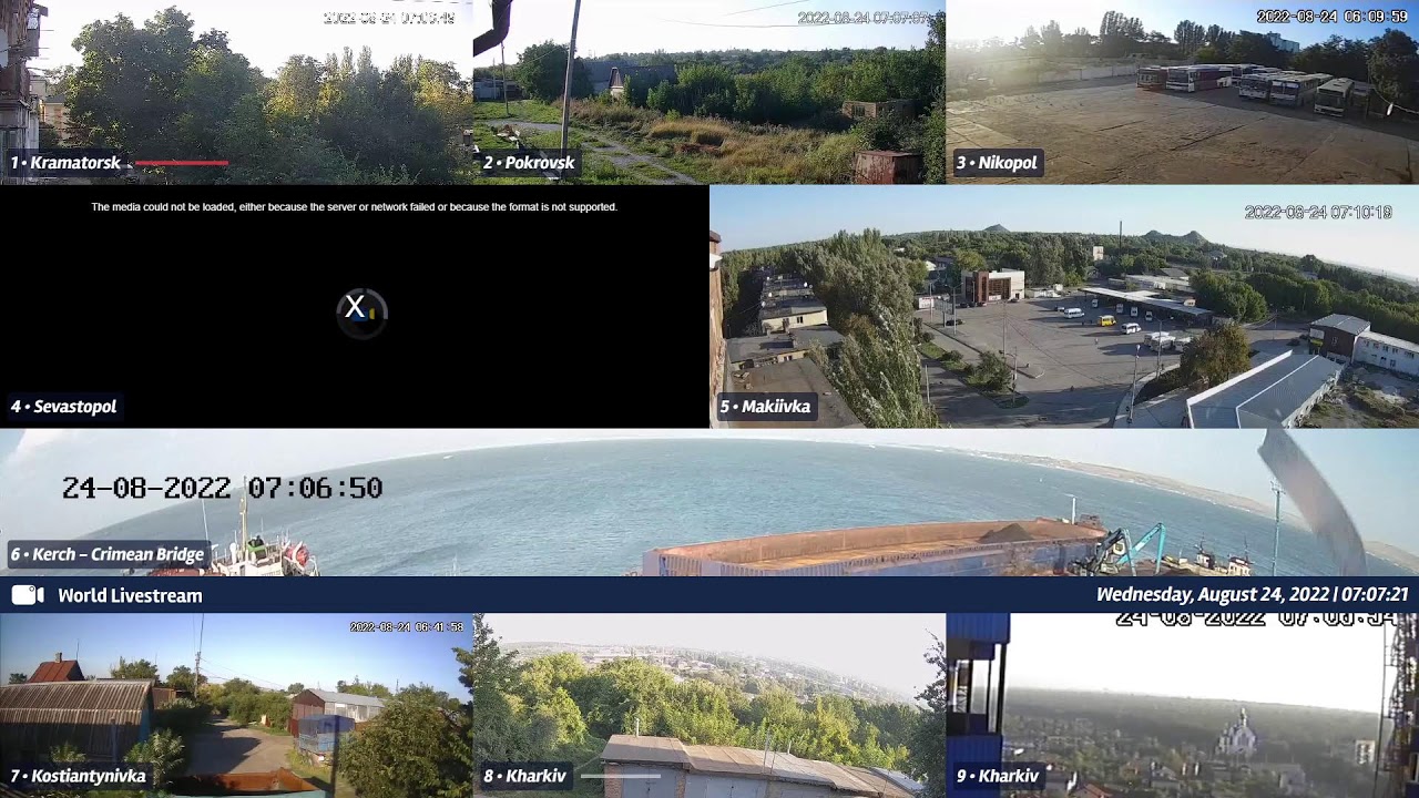 Live views from Ukraine 8/23/2022 C - Crimean Bridge, Sevastopol, Kharkiv and other cities