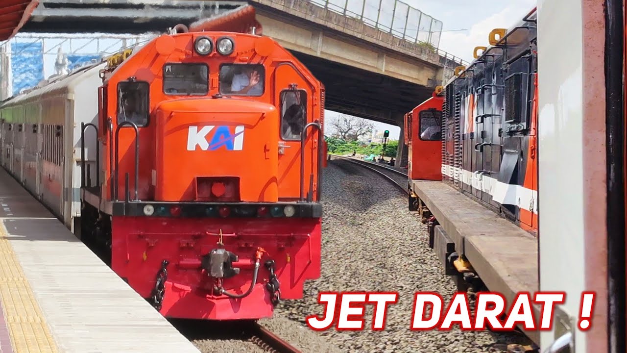 JET DARAT !! Raungan Akselerasi Mesin & Klakson Lokomotif CC 201 89 12 PWT Livery RNB Merah Biru !