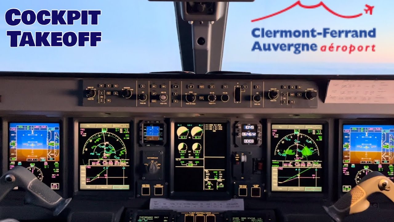Embraer 190 Cockpit Takeoff from Clermont Ferrand 🇫🇷