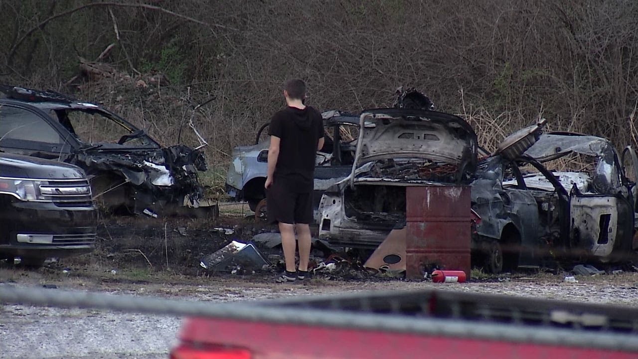 Four cars catch fire at a Springfield used car shop