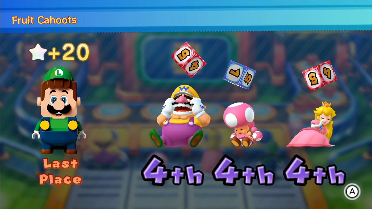 Mario Party 10 Haunted Trail Wario vs Luigi vs Toadette vs Peach