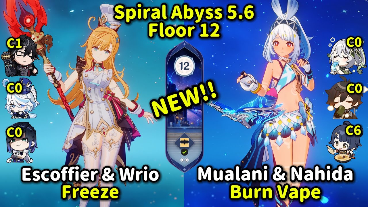 NEW Spiral Abyss 5.6 | C0 Escoffier Wriothesley & C1 Mualani Nahida | Genshin Impact