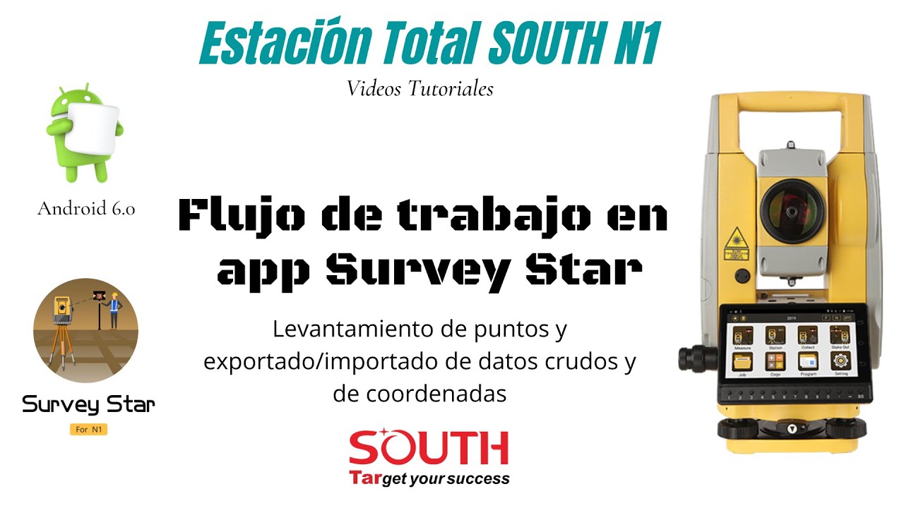 9.- Estación Total SOUTH N1 - Levantamiento de puntos - exportado/importado de datos