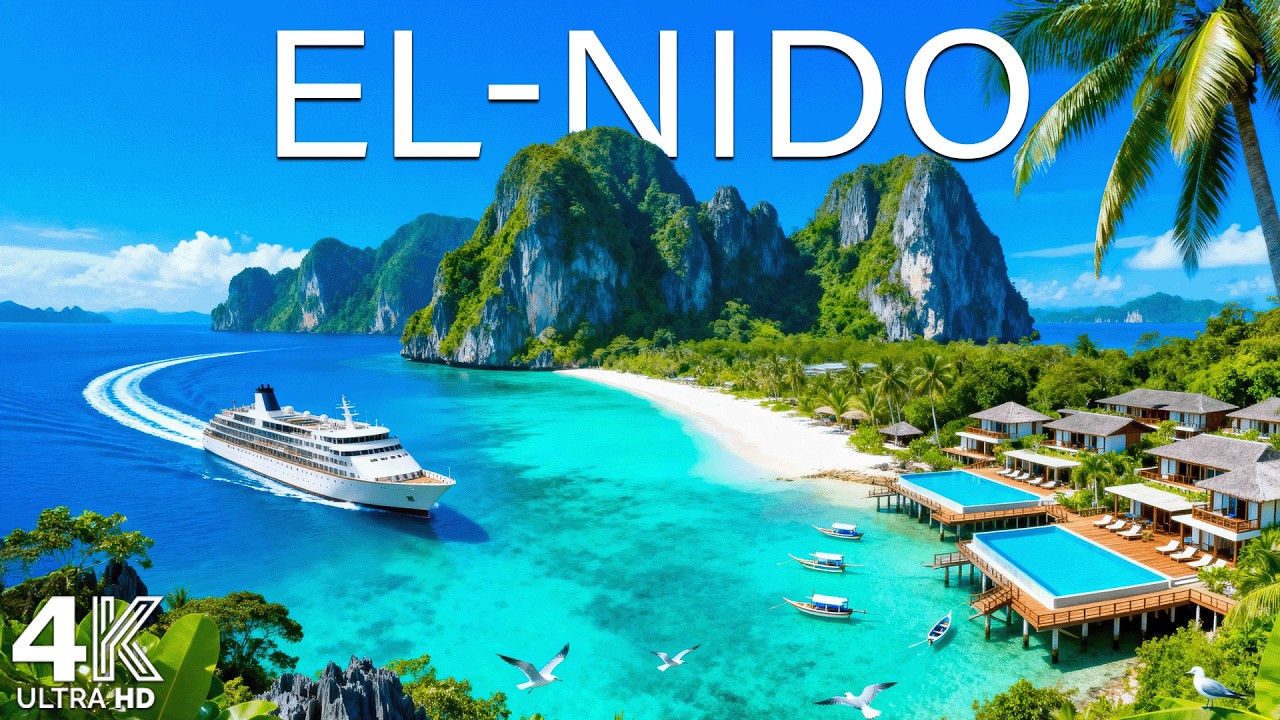[4K] El Nido 🇵🇭 Turquoise Lagoons, Limestone Cliffs & Hidden Tropical Paradise • Deep House Chill