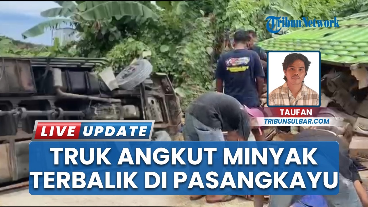Truk Pengangkut Minyak Kemasan Terbalik di Pasangkayu, Sopir Pingsan