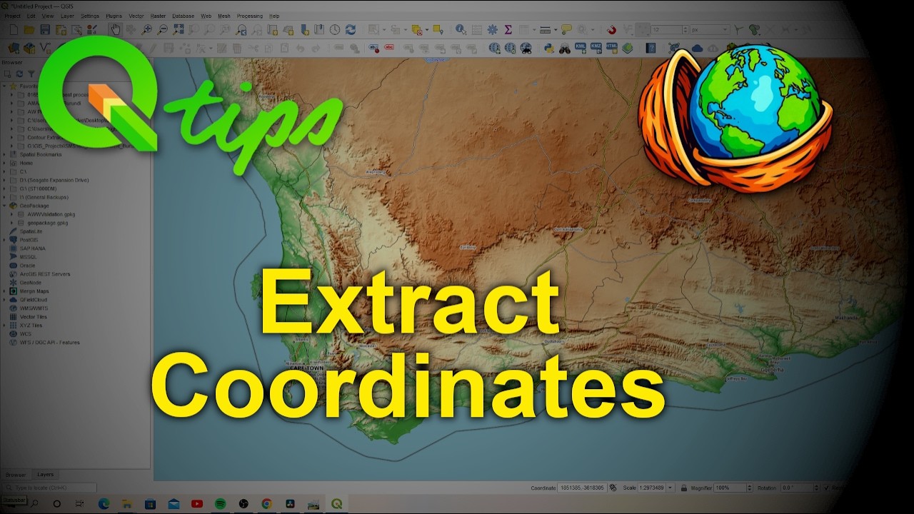 Извлечение координат XY или широты/долготы в QGIS