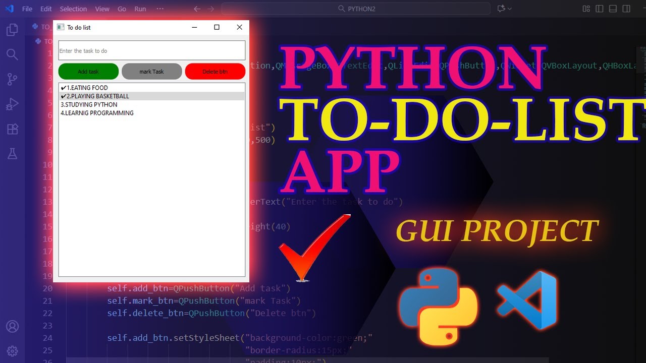 Python To-Do List App using PyQt5 | VS Code Tutorial