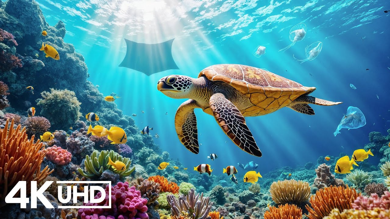 Умиротворяющее приключение в аквариуме в формате 4K 🐳 Спокойные морские животные в безмятежной п...