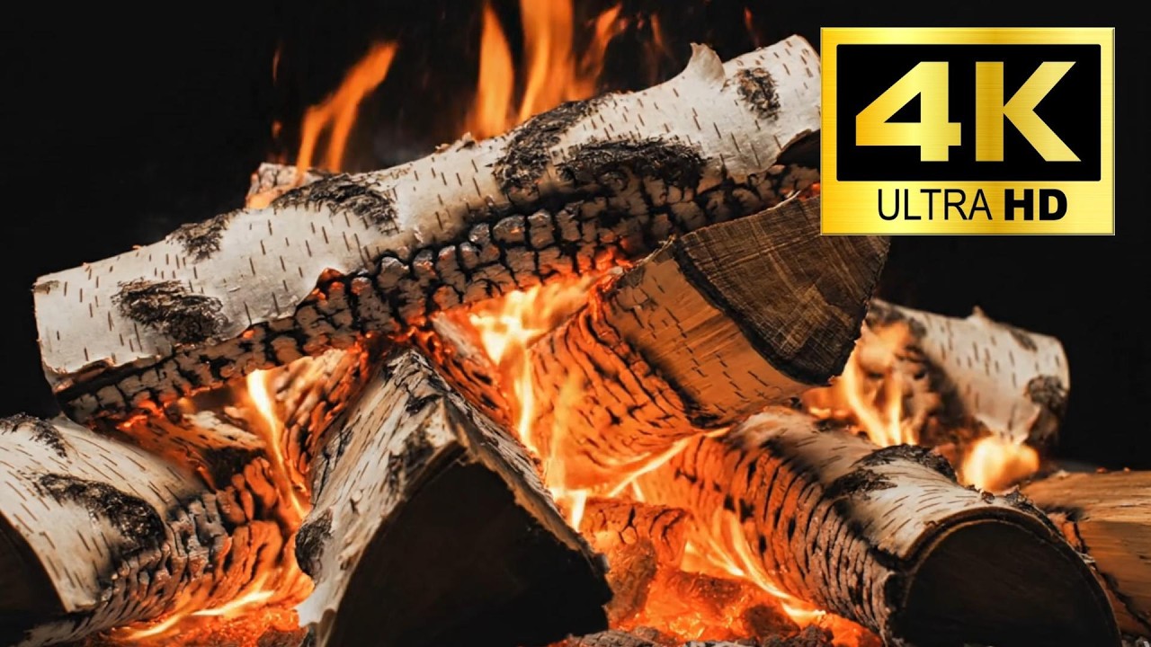 Fire from close range - Birch Wood 10H - #fireplace10hours #screensaver #fireplace