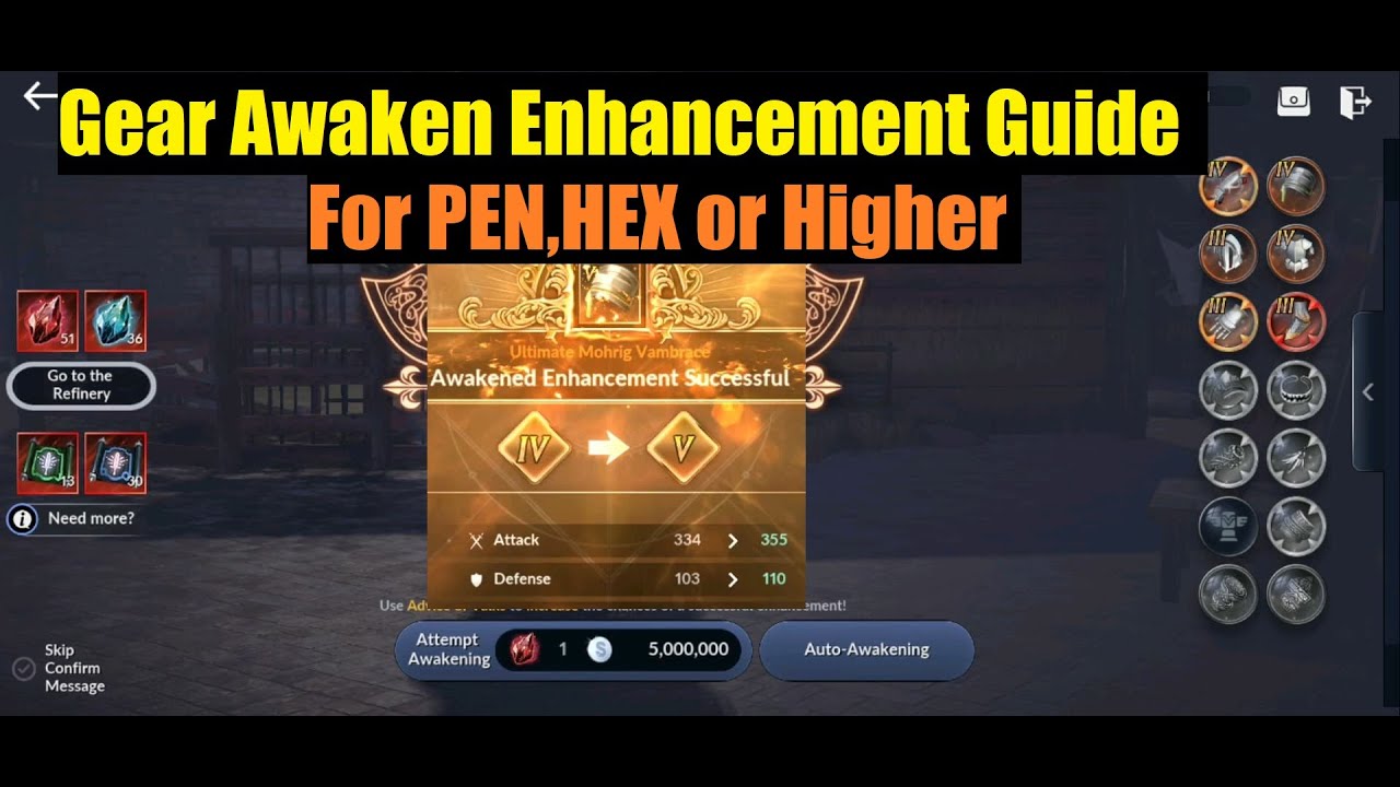 Black Desert Mobile Gear Awaken Enhancement Guide for PEN, HEX or Higher