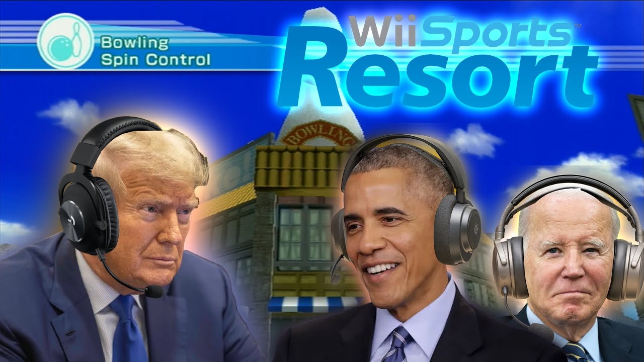US Presidents Play Wii Sports Resort Bowling Spin Control