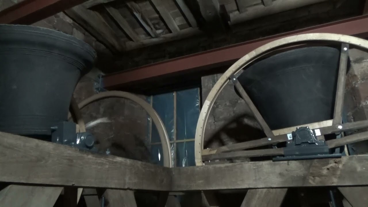 Turning the Bells over in the Belfry of  ST Michaels Church Brough Cumbria