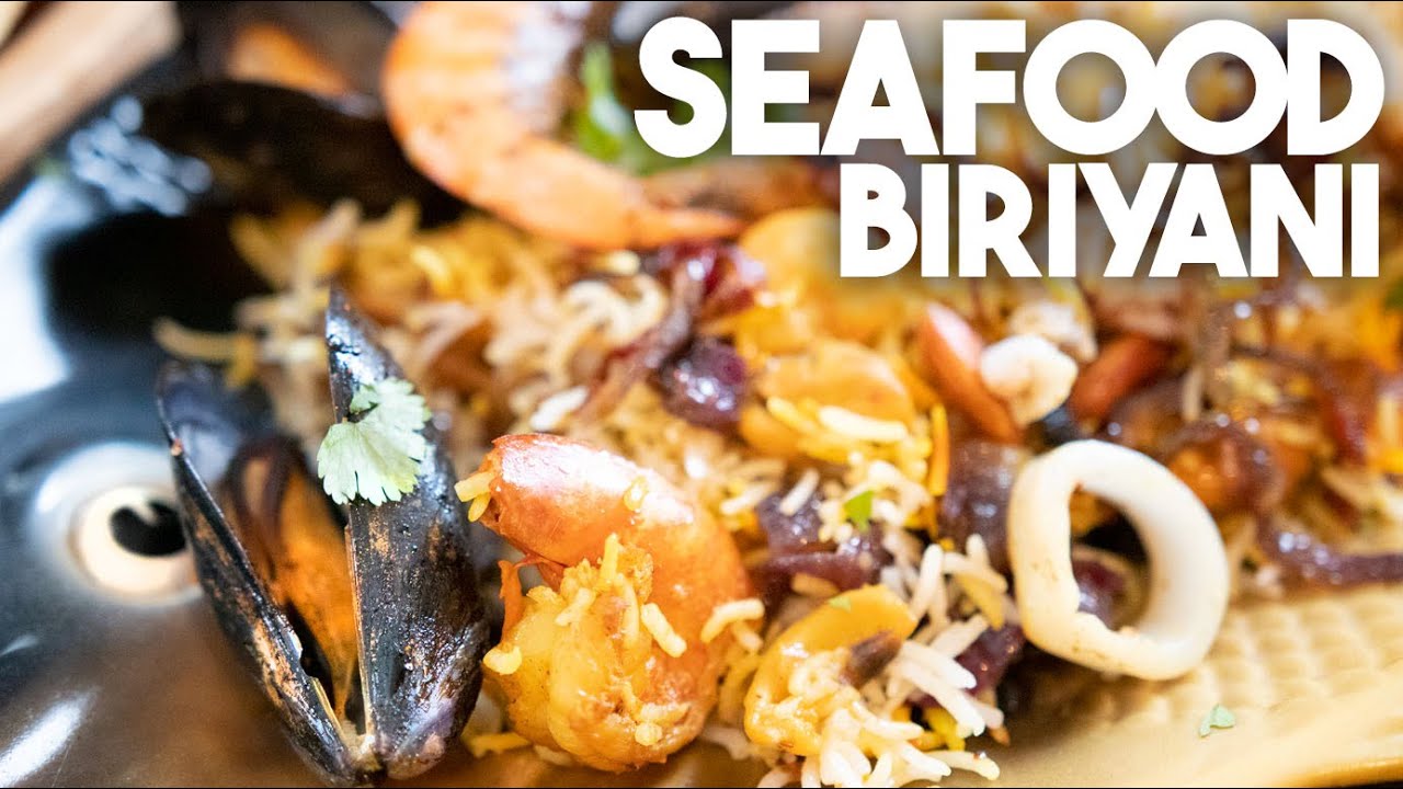 Seafood Biriyani Recipe (Fish, Shrimp, Mussels, Clams, Cuttlefish, Squid & Octopus) | Kravings