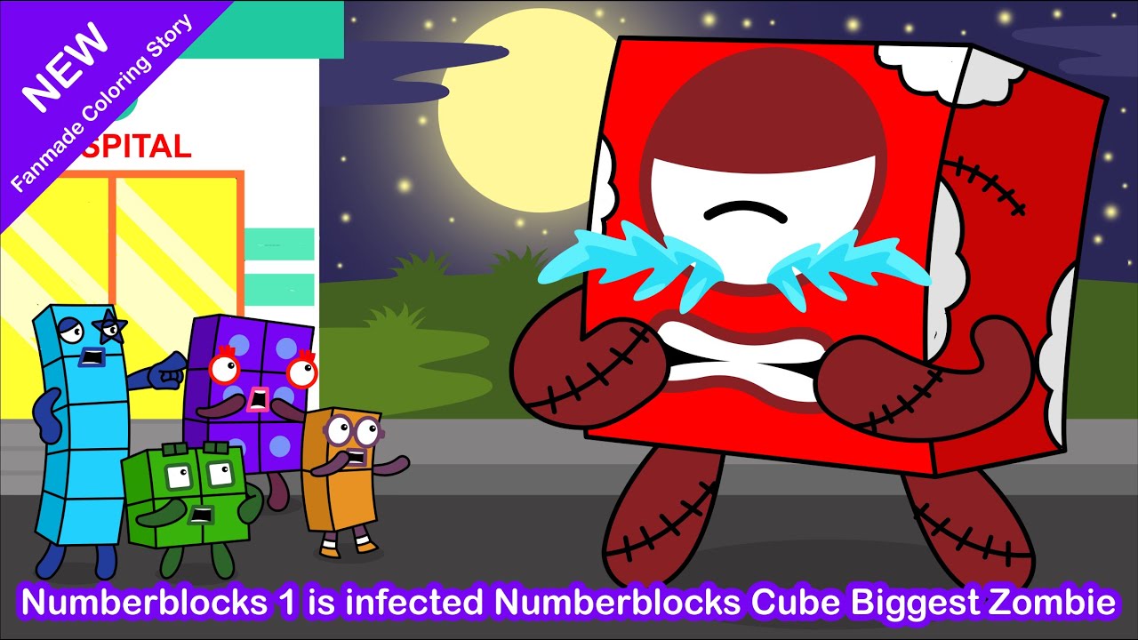 Numberblocks 1 is infected Numberblocks Cube Biggest Zombie | Numberblocks Fanmade Coloring Story