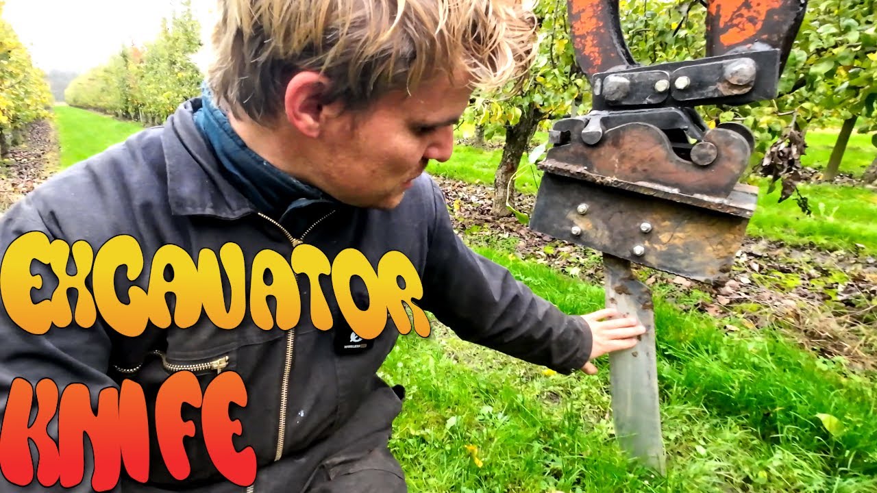 Rootpruning pear trees with the Excavator sideways!