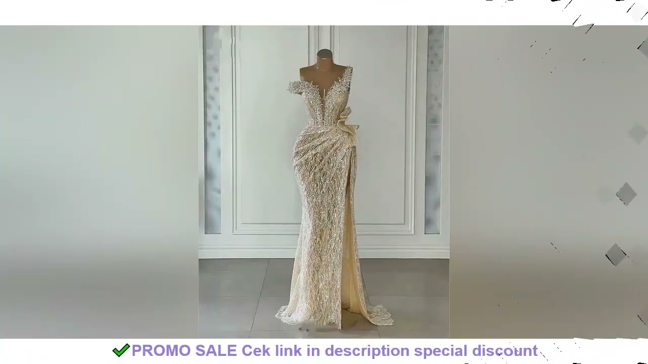 2025 Sparkly Light Champagne Sequins Prom Gowns Beading Mermaid Off Shoulder Evening Party Dresses W