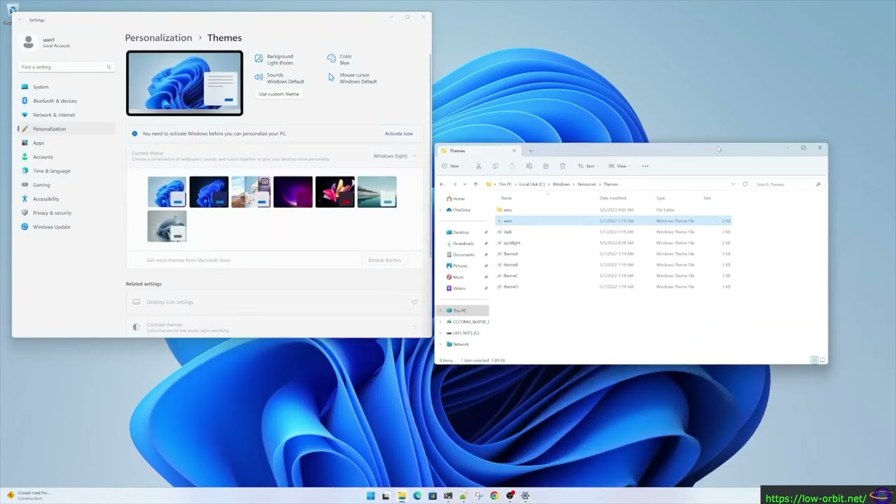 Изменить тему Windows 11 без активации