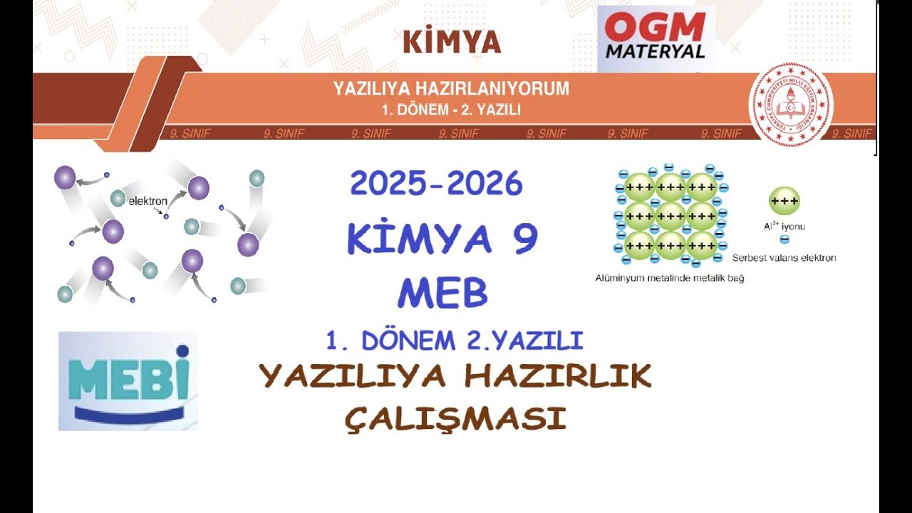 9. SINIF KİMYA 1. DÖNEM 2. YAZILI HAZIRLIK MEBİ