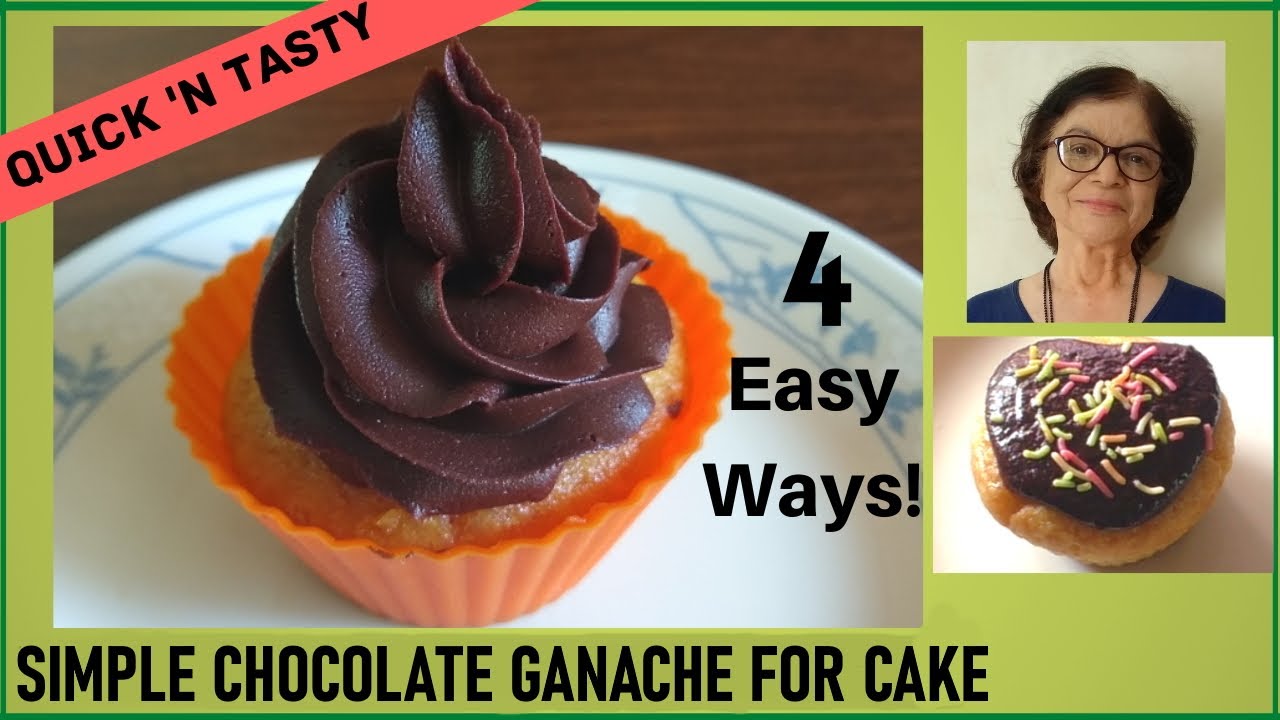 Simple chocolate ganache for cake / 4 ways / Homemade chocolate ganache with cocoa powder /   गनॅश