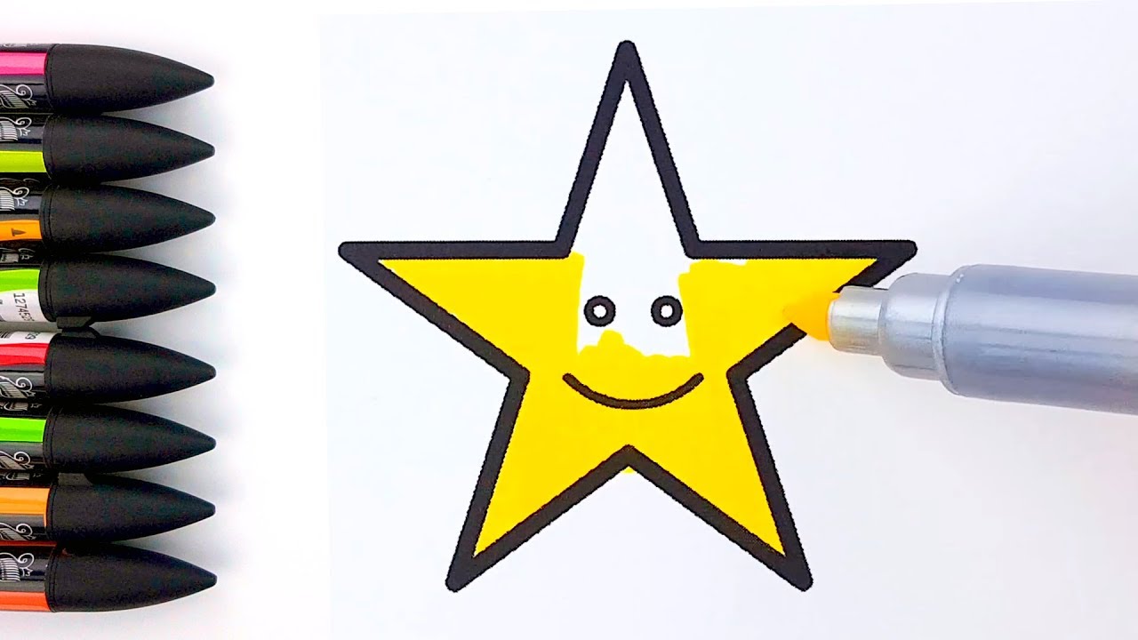Star Coloring Pages for Children - How to Draw Rainbow Star for Baby