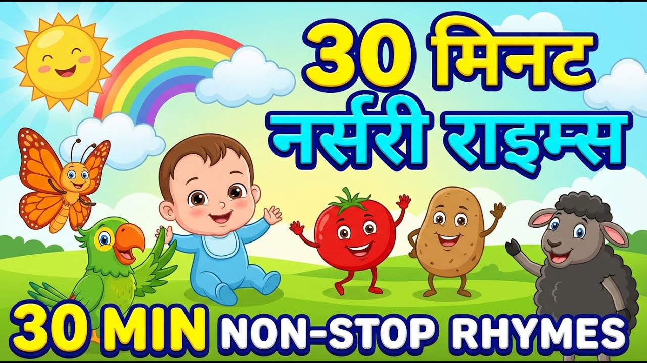 30 Minutes Hindi Rhymes for Kids | Nursery Rhymes Collection | Giggles Chiggles Baby TV