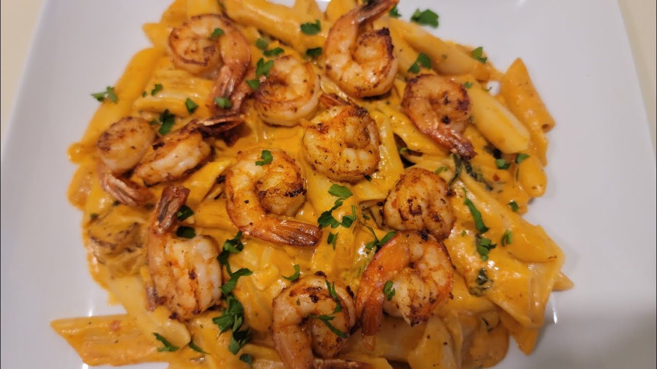 Coconut Cream Cheese pasta with Shrimp