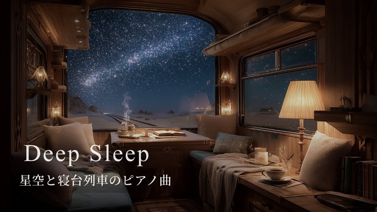 Sleep BGM | Starry Sky & Sleeper Train Piano | Deep Sleep