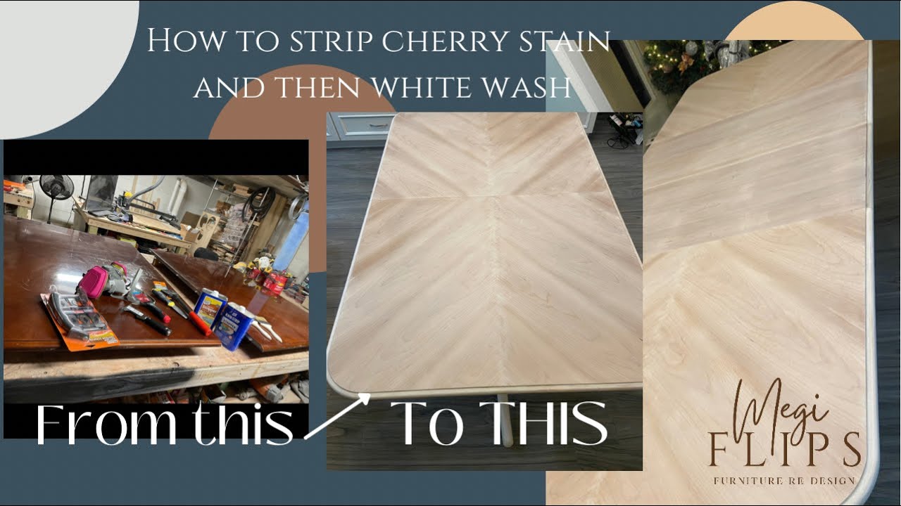 How to Strip Cherry Stain/ How to White Wash / Dining Room Table White Wash / Stripping a Table