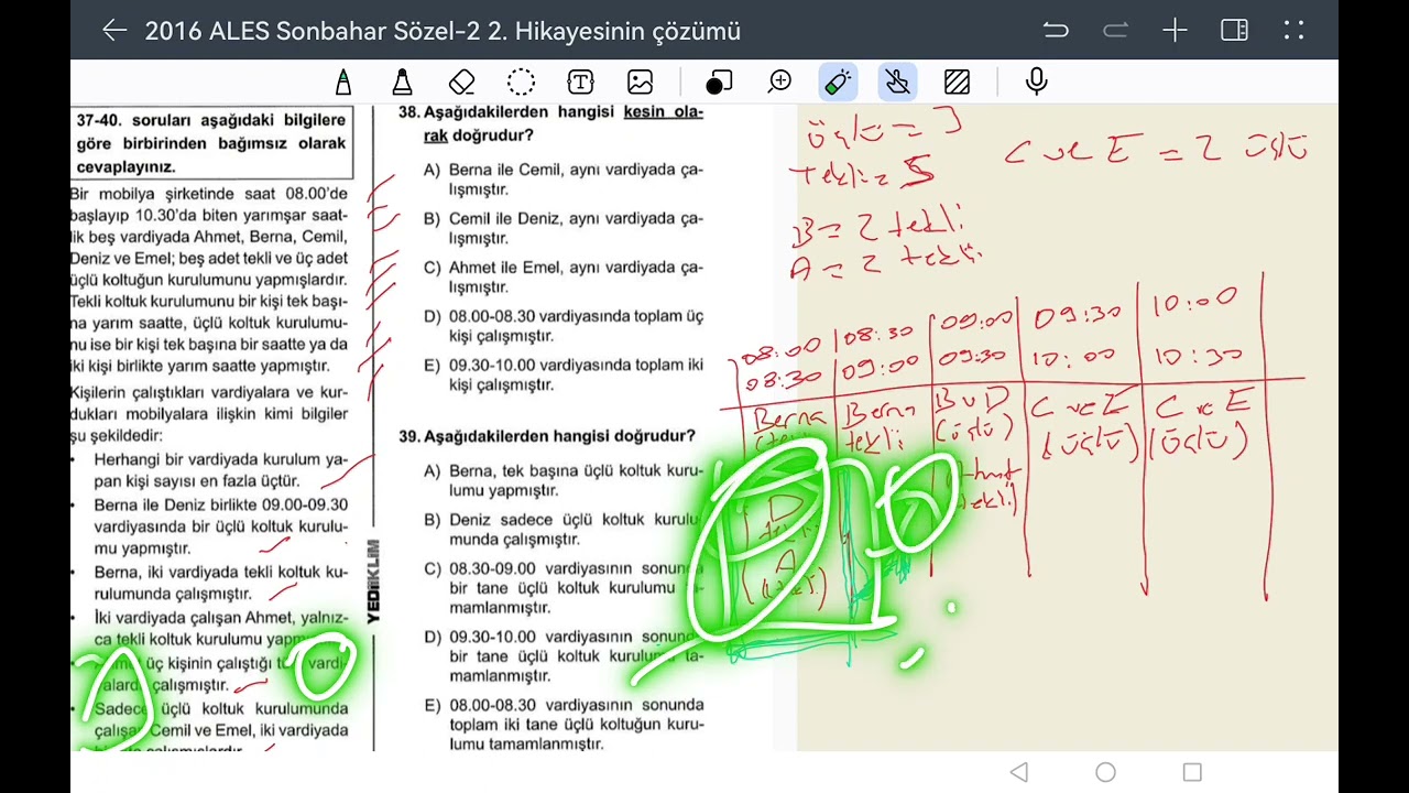 2016 ALES Sonbahar Sözel-2  Sözel Mantık 2. Hikayenin çözümü
