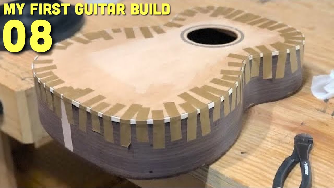 Acoustic Guitar Build part 8 // installing flame maple binding